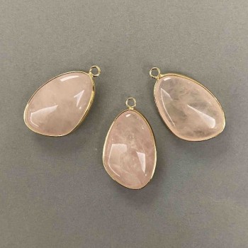 Pink Quartz Pendant in a Golden Setting 21×35 mm+