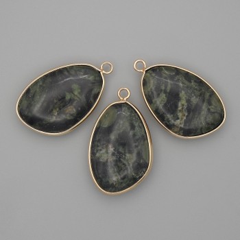 Ocean Jasper pendant in a gold-toned metal setting 21×35 mm+
