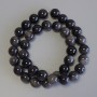 Beads of Silver Obsidian, Smooth Bead, 10.5 mm Diameter ± on a Thread, 38 cm Length