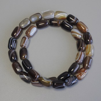 Agate Barrel Beads, 12x8 mm, on thread, length 39 cm+