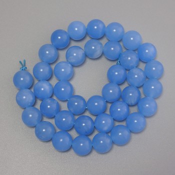 Aquamarine Beads — Smooth Sphere, 10 mm Diameter ±, on Strand, 38 cm Length