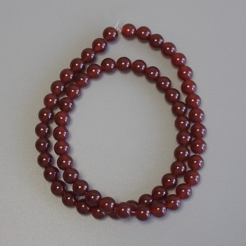 Carnelian Beads, Smooth Round Balls, 6mm Diameter ± On Cord, 37cm Length+