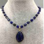 Choker with Lapis Lazuli - Faceted Beads 8x6mm +-, 3mm Beads +-, Length 41cm +-, Extender Chain +5cm, Pendant Lapis Lazuli 35x20mm+