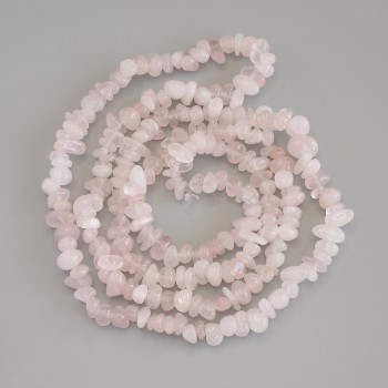 Pink Quartz Chip Beads, 7-10×5 mm, on Beading Thread, 80 cm Length