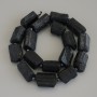 Unpolished Tourmaline Sherl beads, diameter 19–22×13–16 mm ± seed beads 4 mm ± on thread, length 39 cm