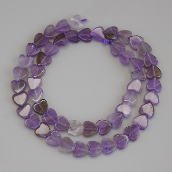 Amethyst Heart Beads, diameter 8x8x2mm± on thread, length 37 cm+