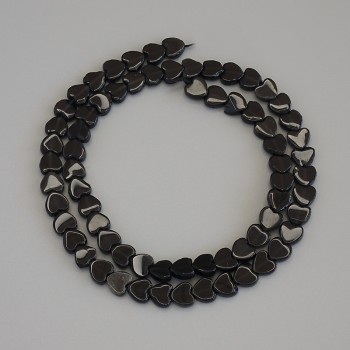 Smoky Quartz Heart Beads, 6x6x2mm on Thread