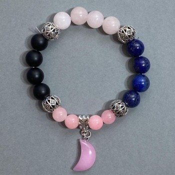 Браслет Асорті кулька 10мм + -8мм+- з металевими вставкамиL-18мм+- стрейч