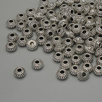 Silver-tone bead insert findings, 5x3 mm, hole diameter ~1.8 mm, packaging 20 g (~102 pcs)