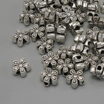 Bead insert finding Flower, metal color Silver, diameter 7x3 mm ± hole diameter about 2 mm ± packaging 20 g (~44 pcs)