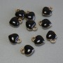 Heart pendant, black enamel on gold-tone metal, diameter 6×8 mm, pack of 10 pcs