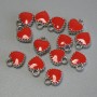 Pendant Heart red enamel silvery metal, diameter 7x8 mm +/- pack of 13 pcs