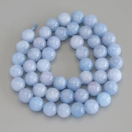 Aquamarine Beads, Smooth Round, 10.5 mm Diameter, 38 cm Length on Thread