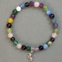 Bracelet Assorted Smooth Bead 6mm +/- with Metal Inlay, Length 18 cm (Stretch)