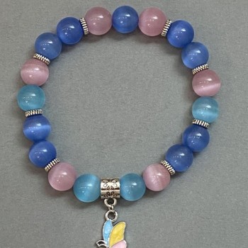 Cat's Eye Stone Bracelet with Metal Accents