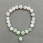 Bracelet Amazonite Bead 8mm+-Frosty White Agate 7mm+-with metal inserts, length 18mm+- stretch