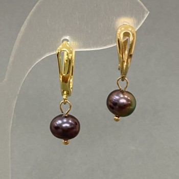 Earrings Freshwater Pearls Peacock Black, diameter 8 mm, length 25 mm