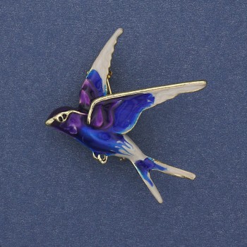Bird brooch-pendant with colored enamel, gold-tone metal 38x26 mm+