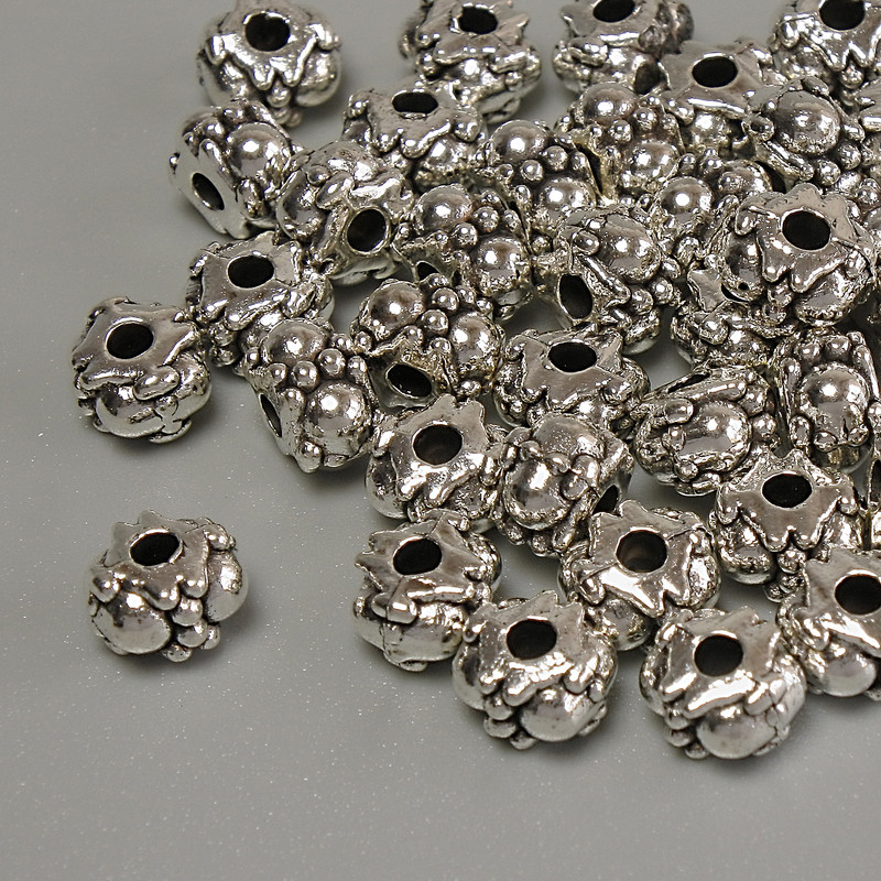 Bead-insert findings in silver metal color, 5.5 x 4 mm, hole diameter 1.9 mm, packaging 20 g (~41 pcs)