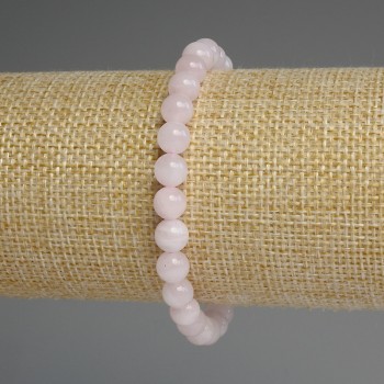 Bracelet Madagascar Pink Quartz, smooth beads, 6mm diameter, 18mm length, stretch