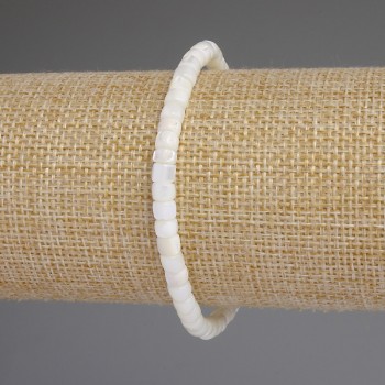 Mother-of-Pearl Rondelle Bracelet, diameter 5x4 mm, length 18 cm stretch