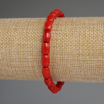 Coral Barrel Bracelet 9x6mm, 18 cm Stretch