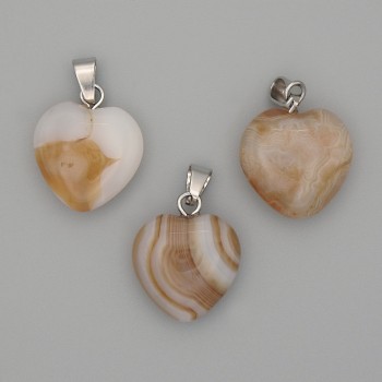Heart Pendant with Agate 15x15x23mm+