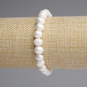 Bracelet with Freshwater Pearls 9.5×8 mm, 18 cm length, stretch