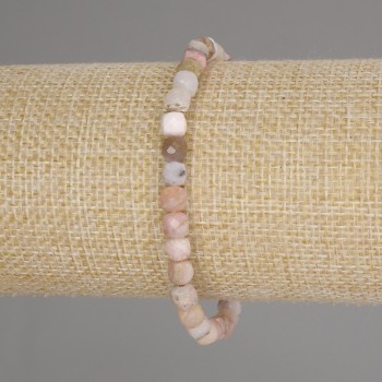 Pink Opal Bracelet with Faceted Cubes, 5x5 mm, length 18 cm +/- stretch