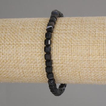 Faceted Agate Cube Bracelet, 5x5 mm cubes, 18 cm length, stretch