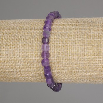 Amethyst Faceted Cube Bracelet, 5×5 mm, 18 cm length, stretch