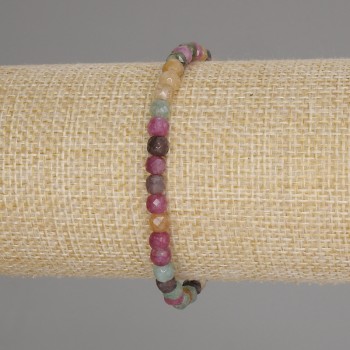 Faceted Tourmaline Cube Bracelet, 4x4 mm cube, 18 cm length +/- stretch