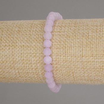 Kunzite Bracelet with Smooth Beads, 6 mm Diameter, 18 cm Length, Stretch