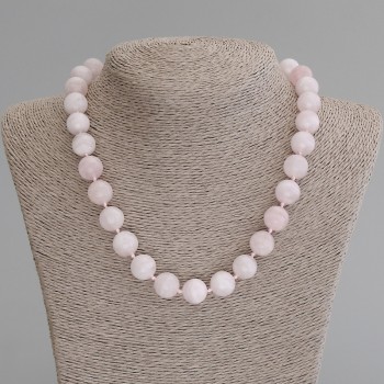 Necklace Madagascan Pink Quartz Smooth Bead, 12.5 mm diameter, 50 cm length with clasp