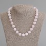Necklace Madagascan Pink Quartz Smooth Bead, 12.5 mm diameter, 50 cm length with clasp