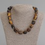 Tiger's Eye Necklace, Faceted Rondelle Beads, diameter 15-23×12-18 mm, length 50 cm +/- with clasp