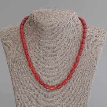 Coral Bead Necklace Barrel 10x6, 5mm +-, length 50 cm +- with clasp