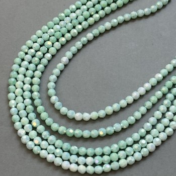 Light-Green Czech Crystal Beads on Thread, Faceted Bead, 6 mm Diameter + -, 38 cm Length +