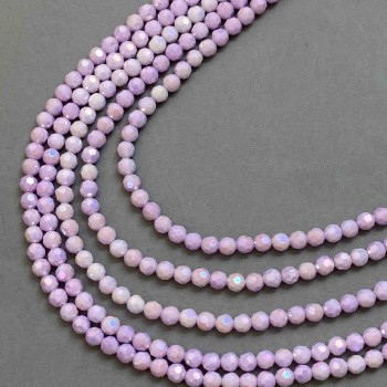 Lilac Czech crystal beads on thread, faceted round beads, diameter 6 mm, length 38 cm