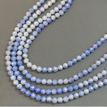 Blue multicolor Czech crystal beads on a thread, faceted ball, diameter 8 mm + -, length 38 cm +