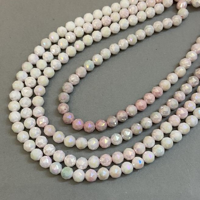 Multicolor Czech Crystal Beads on Thread, Faceted Round Beads, 8 mm Diameter, 39 cm Length