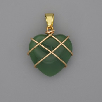 Pendant Heart in Chrysoprase Weave 21x21 mm, diameter 30 mm