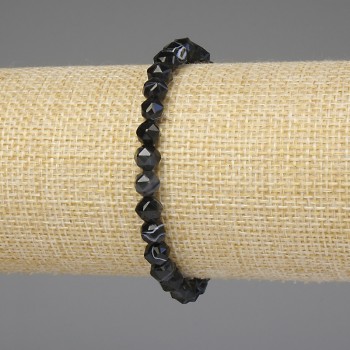 Agate Bracelet with Faceted 6mm Beads, 18 cm Stretch