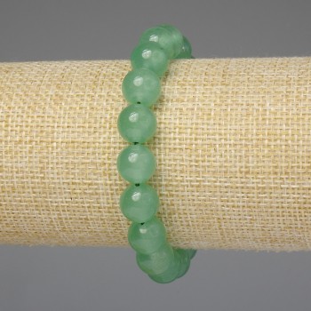 Jade Bracelet with Smooth Round Beads 10mm, 18 cm Length, Stretch