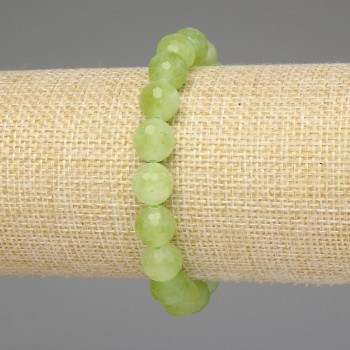 Peridot Bracelet with Faceted Beads 10mm, 18 cm Stretch