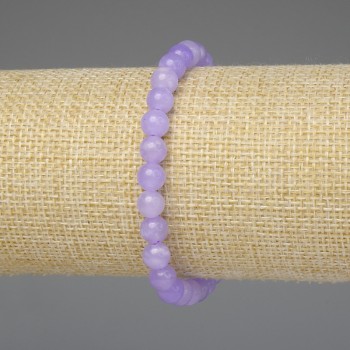 Lavender Amethyst Bracelet with Smooth 6mm Beads, 18 cm Elastic