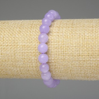 Lavender Amethyst Bracelet, Smooth Beads 8mm, 18 cm Stretch