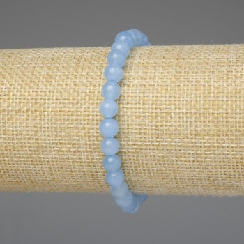 Aquamarine bracelet with smooth 6 mm beads, 18 cm length, stretch