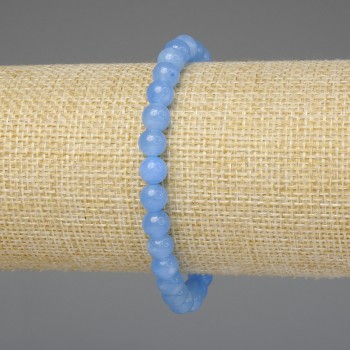 Aquamarine Bracelet with Smooth Beads 6 mm, Length 18 cm, Stretch