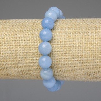 Aquamarine Bracelet, Smooth Bead 10mm+-, Length 18mm+- Stretch